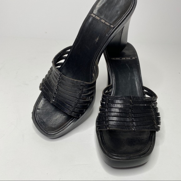 🍋 Me Too "Lauren" black Square toe heeled sandals - Picture 3 of 6